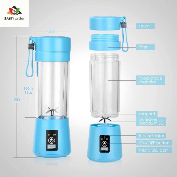 "6 Blade Portable USB Juicer for making smoothies and juices on the go"