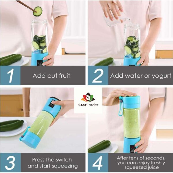 "6 Blade Portable USB Juicer for making smoothies and juices on the go"