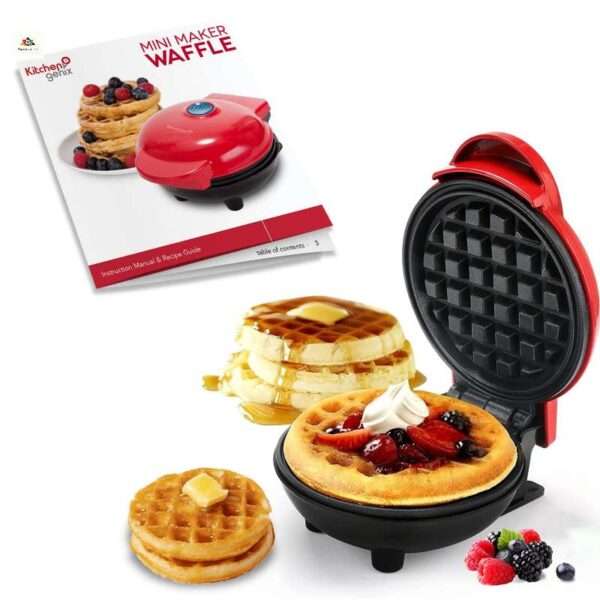 "Mini Waffle Maker with non-stick surface for quick and easy homemade waffles."