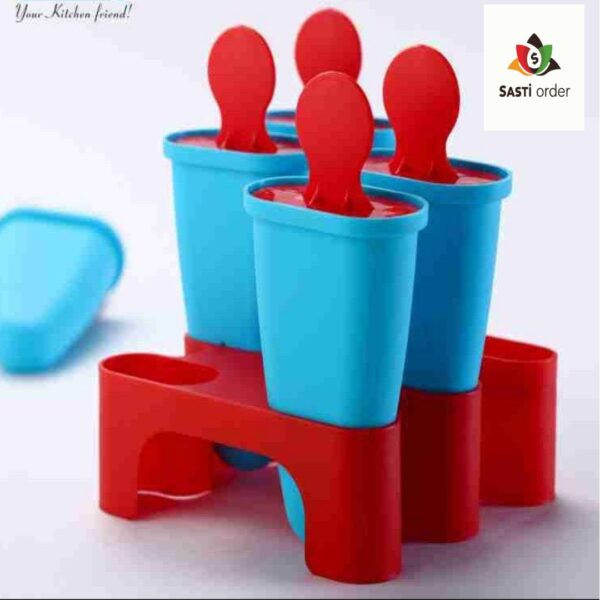 Set of 6 reusable ice popsicle makers in vibrant colors, perfect for creating homemade frozen treats like ice creams and popsicles.