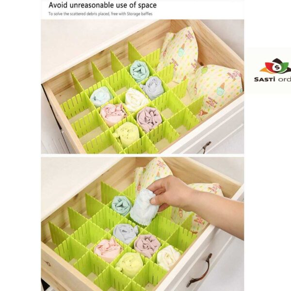 "Adjustable Drawer Organiser with customizable compartments for efficient storage and organization in any drawer."