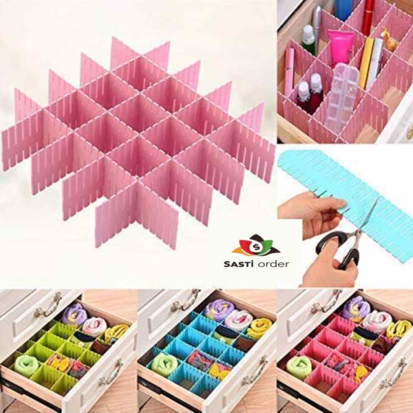 "Adjustable Drawer Organiser with customizable compartments for efficient storage and organization in any drawer."