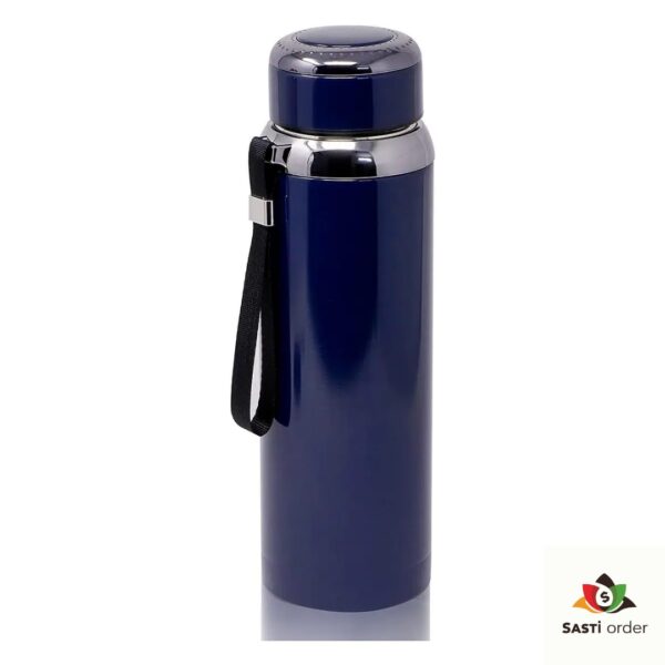 "Sports Vacuum Insulated Stainless Steel Water Bottle with a wide mouth opening and leak-proof lid, designed to keep drinks cold for 24 hours and hot for 12 hours."