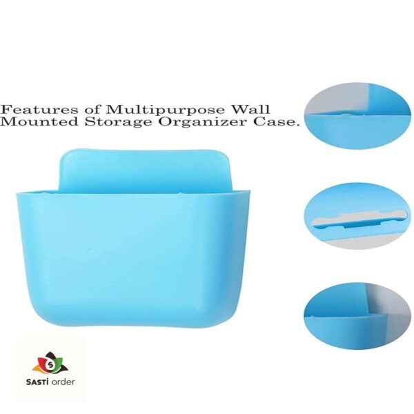 Multipurpose Wall Holder securely mounted on a wall, holding various items like keys, utensils, and toiletries.
