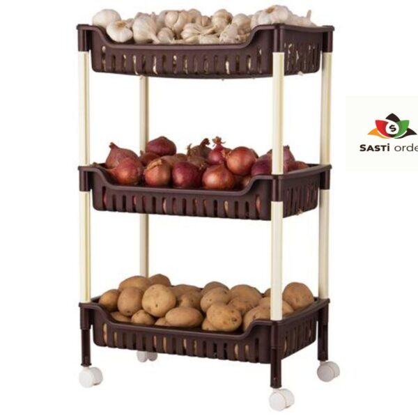 Multiuses 3 Tier Square Plastic Storage Cart - Image 2