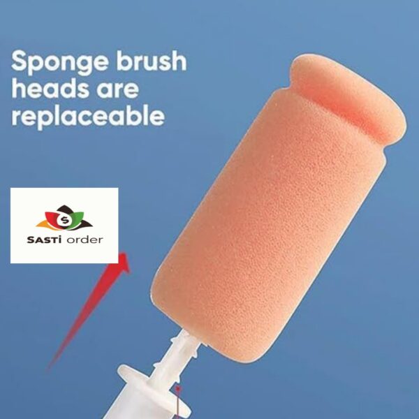 "Rotary Double Head Design Telescopic Cup Brush with extendable handle and dual rotating heads for efficient bottle and cup cleaning."