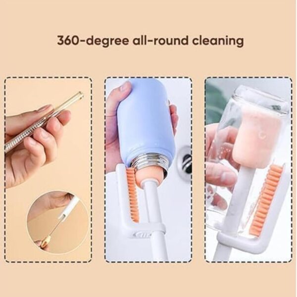 "Rotary Double Head Design Telescopic Cup Brush with extendable handle and dual rotating heads for efficient bottle and cup cleaning."