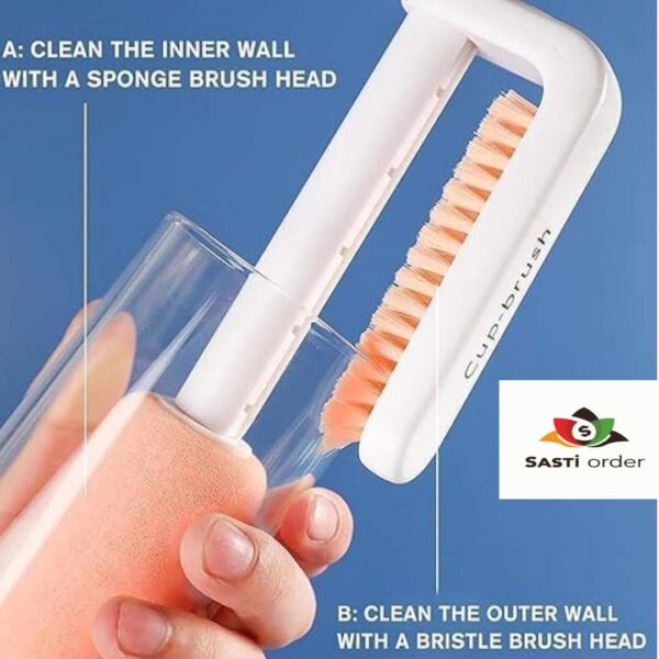 "Rotary Double Head Design Telescopic Cup Brush with extendable handle and dual rotating heads for efficient bottle and cup cleaning."