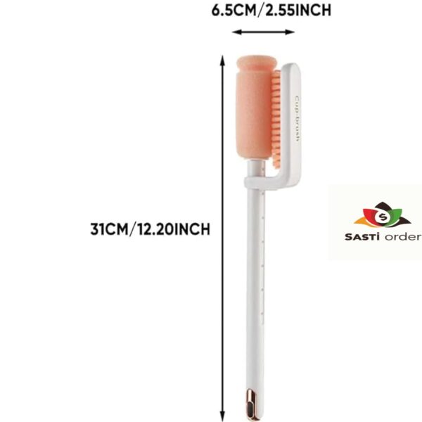 "Rotary Double Head Design Telescopic Cup Brush with extendable handle and dual rotating heads for efficient bottle and cup cleaning."
