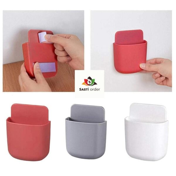 Multipurpose Wall Holder securely mounted on a wall, holding various items like keys, utensils, and toiletries.