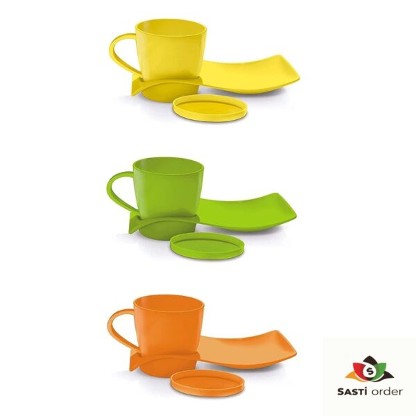 "Cuppa Break Fancy Milk Mugs with Snacks Tray Gift Set, featuring elegant ceramic mugs and a stylish serving tray."