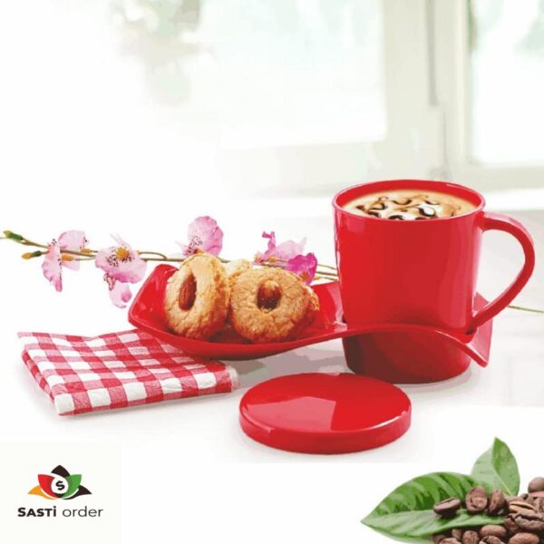 "Cuppa Break Fancy Milk Mugs with Snacks Tray Gift Set, featuring elegant ceramic mugs and a stylish serving tray."
