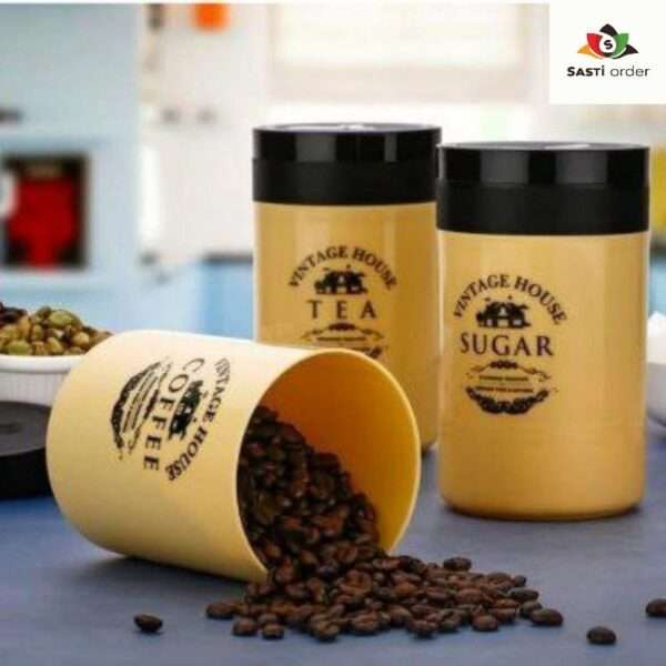 Glory matt Design Set of 3 Tea, Sugar & Coffee Container | Storage Jar for Kitchen Can be used for multipurpose 500 ML