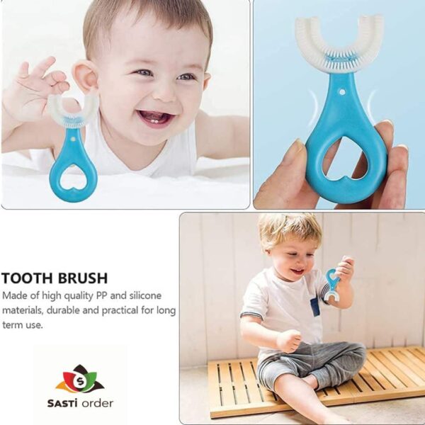 "U-Shape Teeth Brush with soft silicone bristles for 360-degree cleaning, ideal for gentle and effective oral care for children and adults."