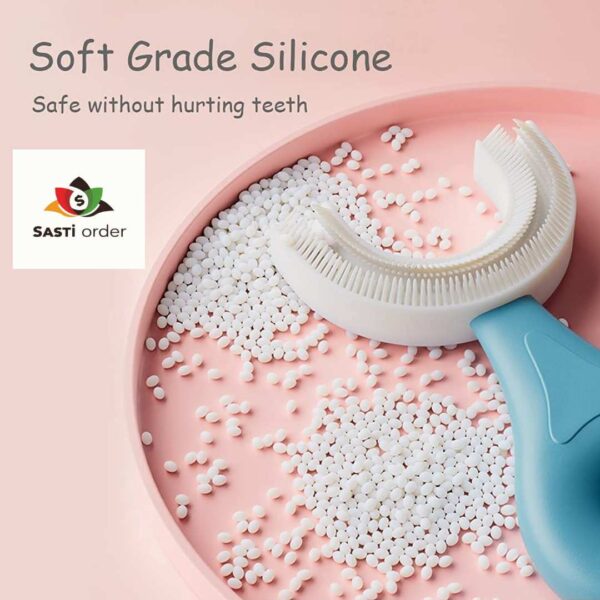 "U-Shape Teeth Brush with soft silicone bristles for 360-degree cleaning, ideal for gentle and effective oral care for children and adults."
