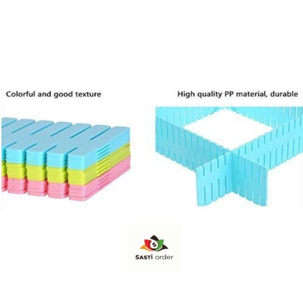 "Adjustable Drawer Organiser with customizable compartments for efficient storage and organization in any drawer."