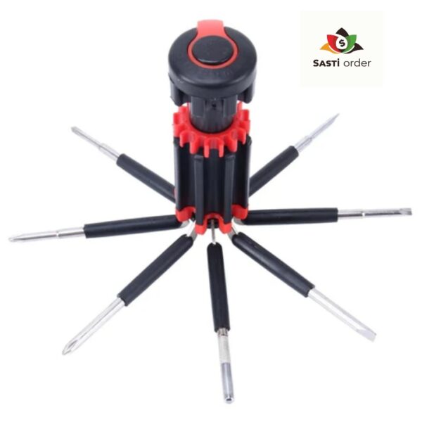 Pocket 8 in 1 Screwdriver with compact design and multiple tool heads for versatile repairs