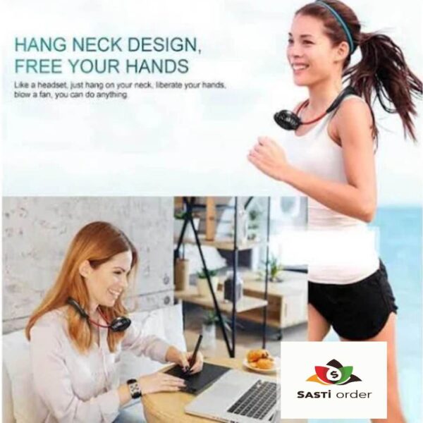 Portable Neck Hanging Fan wearable neckband providing hands-free cooling with adjustable airflow for on-the-go comfort.