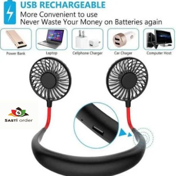 A- Portable Neck Hanging Fan Hand Free Wearable Neckband - Image 8