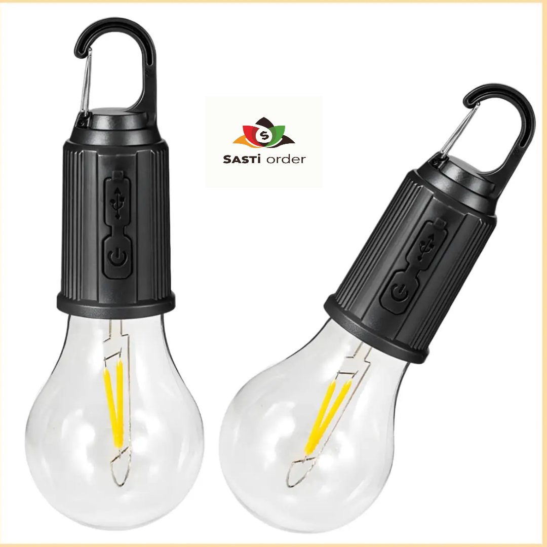 Rechargeable Bulb Pack of 2 with built-in batteries, offering energy-efficient and portable lighting for home, emergencies, and outdoor activities.