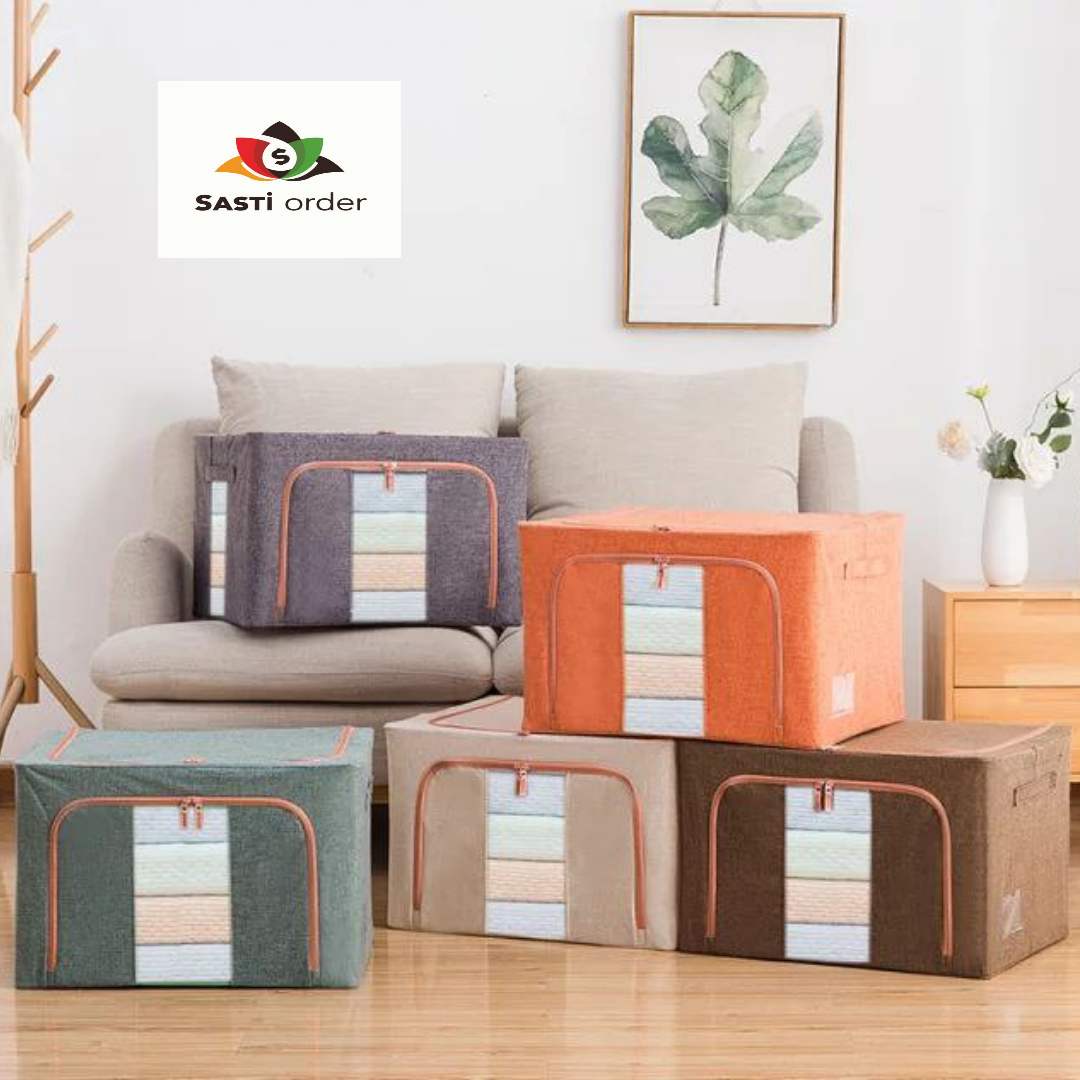 24 Litre Foldable Storage Bag with durable material, clear window, and sturdy handles for easy storage and organization of clothes, bedding, and other items.