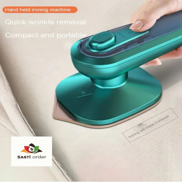 Portable Electric Iron with adjustable temperature settings and non-stick soleplate, designed for efficient and travel-friendly ironing.