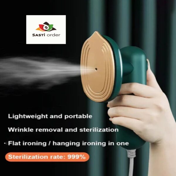 Portable Electric Iron with adjustable temperature settings and non-stick soleplate, designed for efficient and travel-friendly ironing.