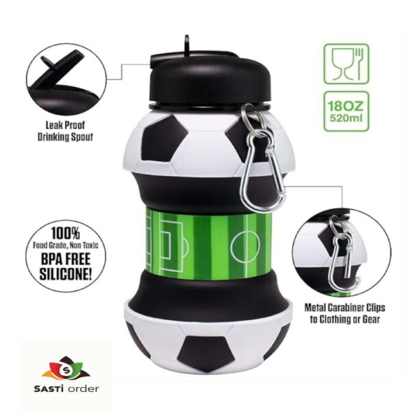 Toddler Water Bottle Soccer Style with a fun soccer ball design, leak-proof lid, and easy-to-hold grip for little hands.