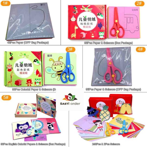 Fun Paper Cutting Set with colorful scissors, craft knives, stencils, and decorative papers for crafting and DIY projects.