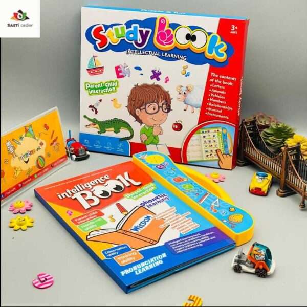ABC Numbers Sound Book for Toddlers with interactive sound buttons and colorful illustrations for learning English letters and numbers.