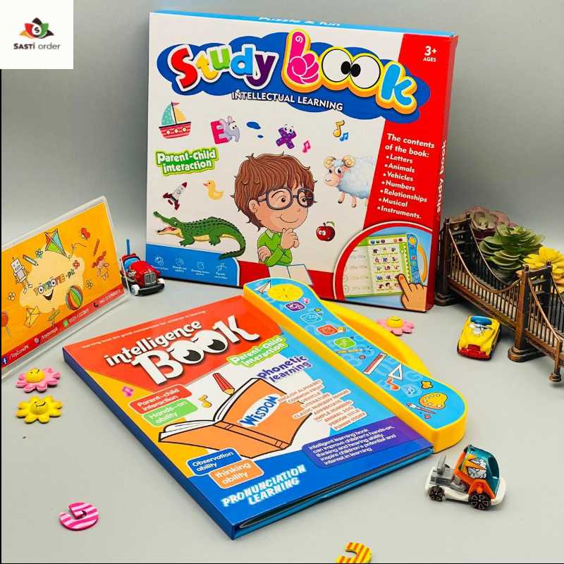 ABC Numbers Sound Book for Toddlers with interactive sound buttons and colorful illustrations for learning English letters and numbers.