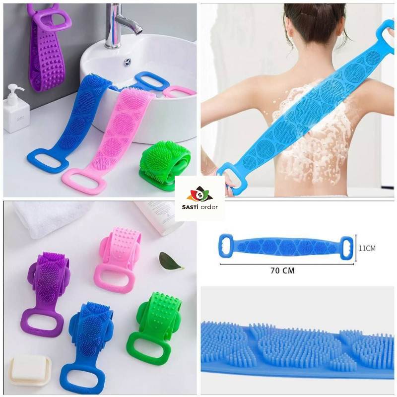 Store Body Wash Silicone Body Scrubber Belt Double Side Shower Belt Removes Bath Towel Waterproof Easy Foot Cleaner Cleaning Brush Scrubber for Baby (Random Color)