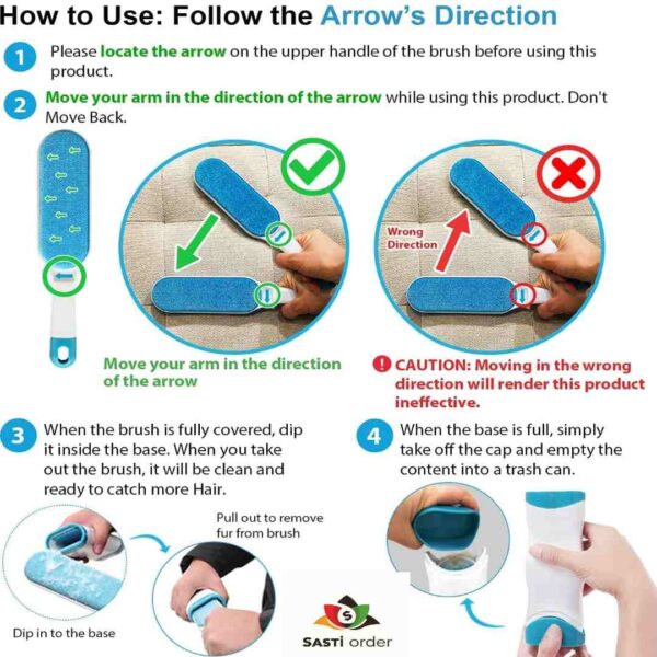 Pet Fur & Lint Remover with ergonomic handle, designed for removing pet hair and lint from furniture, clothing, and other surfaces.