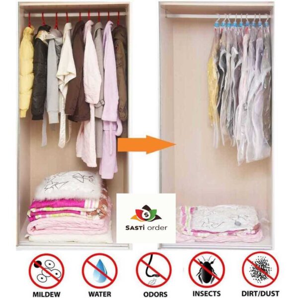 Vacuum Storage Bags for compressing and protecting clothes, bedding, and other items, saving space and keeping them free from dust and moisture.