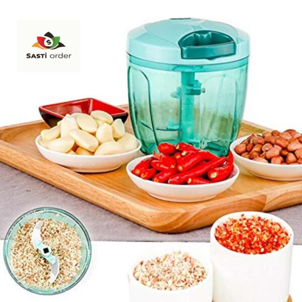 6 Blade Chopper with sharp stainless steel blades and ergonomic design for efficient vegetable and fruit chopping.