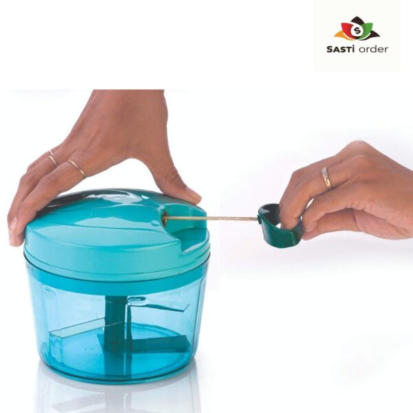 6 Blade Chopper with sharp stainless steel blades and ergonomic design for efficient vegetable and fruit chopping.