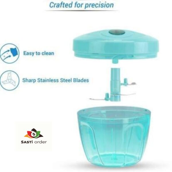 6 Blade Chopper with sharp stainless steel blades and ergonomic design for efficient vegetable and fruit chopping.