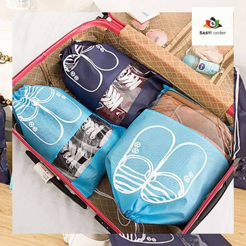 Transparent Shoe Bag Travel Case with zipper closure, designed to organize and protect shoes while traveling.