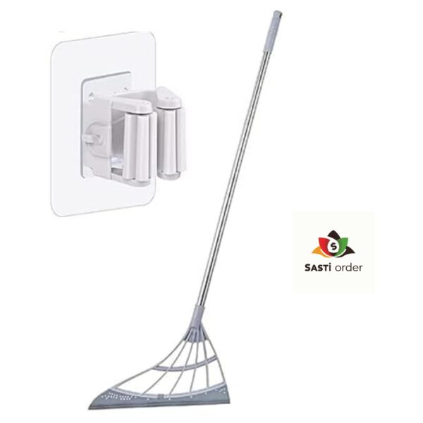 Magic Broom with ergonomic handle and self-cleaning bristles for efficient sweeping on all floor types.