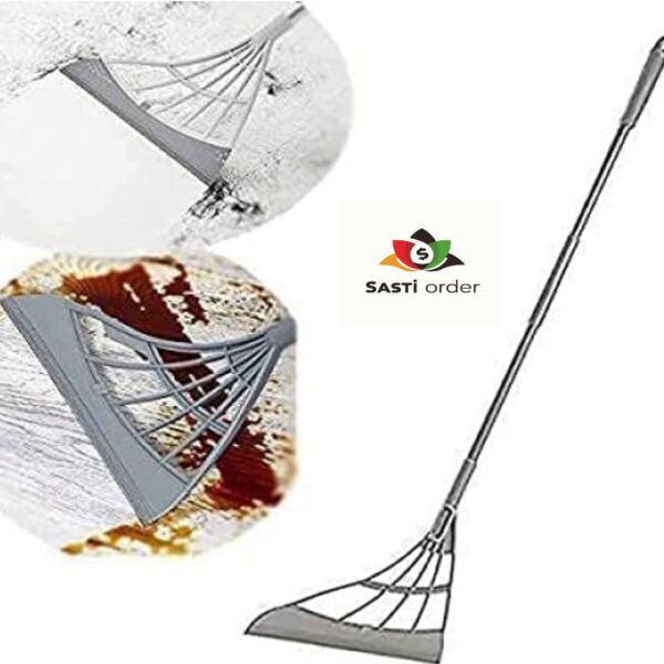 Magic Broom with ergonomic handle and self-cleaning bristles for efficient sweeping on all floor types.