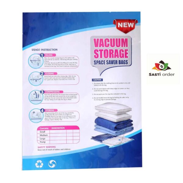 Vacuum Storage Bags for compressing and protecting clothes, bedding, and other items, saving space and keeping them free from dust and moisture.