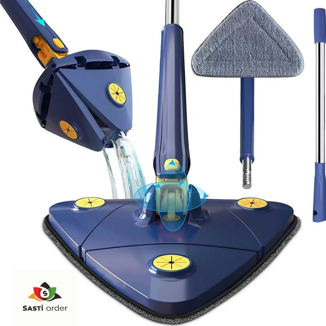 Self Triangle Wringing Flat 360 Mop with ergonomic handle and 360-degree rotating head for easy and efficient cleaning.