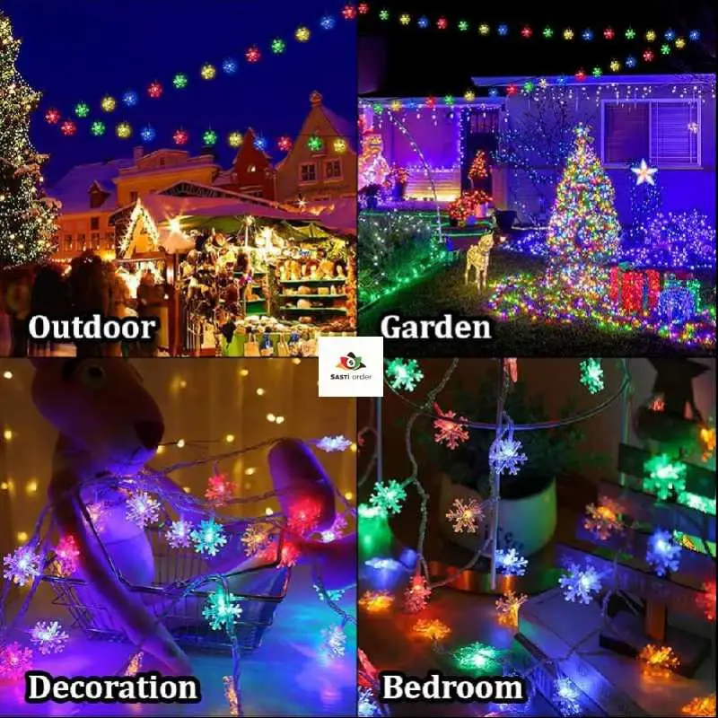 14 LED Multicolor Snowflakes Design lights, creating a festive and vibrant winter ambiance.