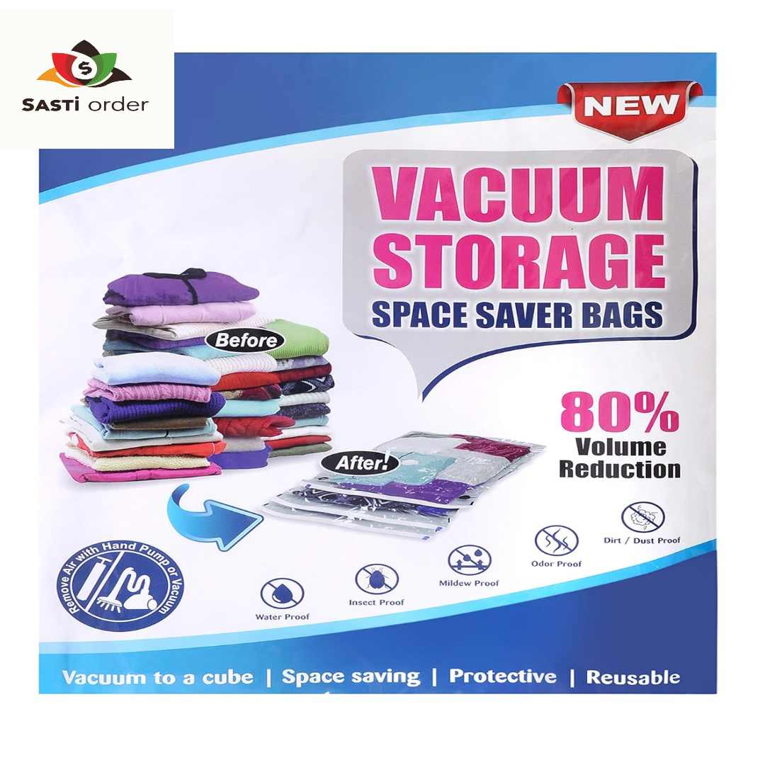 Vacuum Storage Bags for compressing and protecting clothes, bedding, and other items, saving space and keeping them free from dust and moisture.