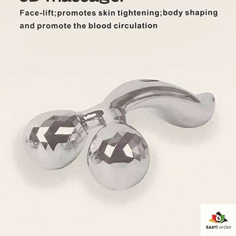 3D Massager with 360° rotating dual rollers for deep tissue massage, improving circulation, relieving muscle tension, and enhancing skin firmness.