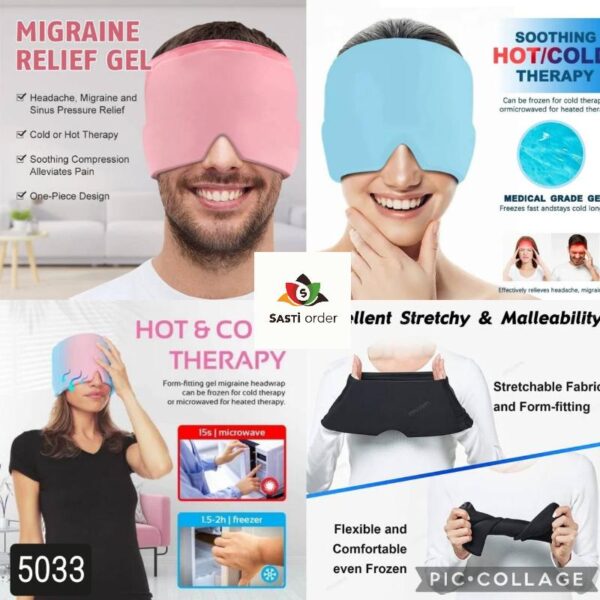 Migraine relief hat and head massager with cooling, heating, and massaging features designed to alleviate headaches and tension.