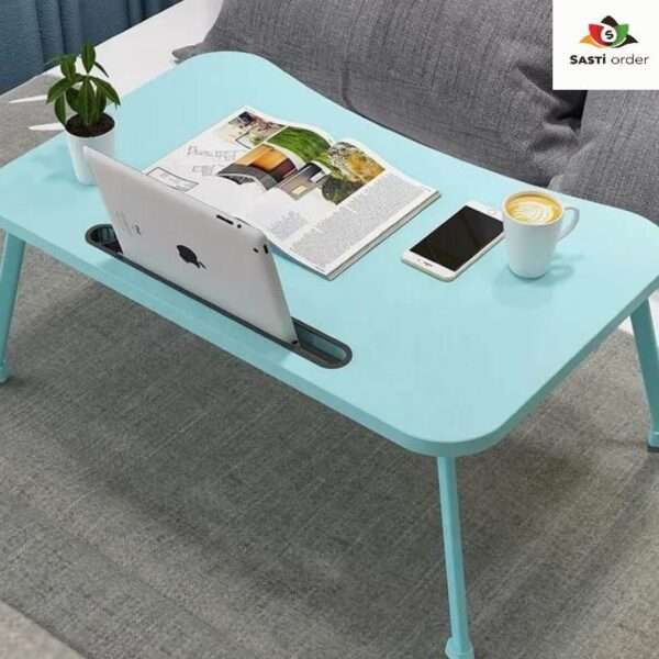 Folding Bed Table with a sturdy design and adjustable height, perfect for use in bed or on the couch for meals, work, and leisure activities.