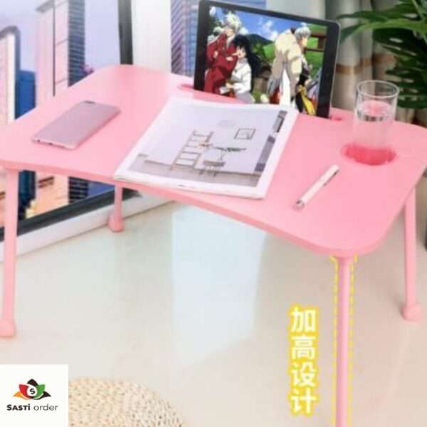 Folding Bed Table with a sturdy design and adjustable height, perfect for use in bed or on the couch for meals, work, and leisure activities.