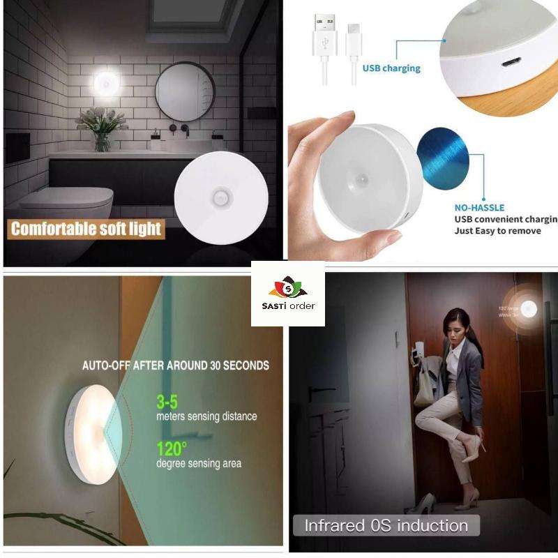 LED Lamp Human Body Induction Night Light For Car, Indoor, Stairs, Wardrobe, Kitchen, Cupboard With Magnetic Base
