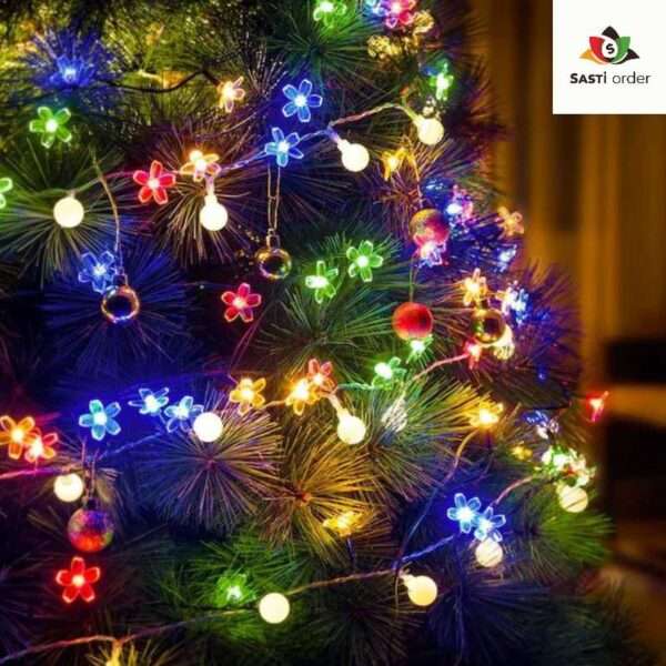 14 Flower LED String Lights Multi-Colour